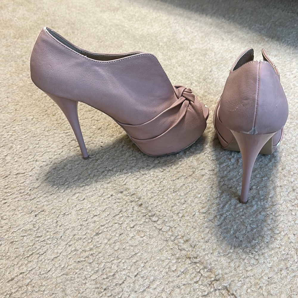 Open toe bootie heels